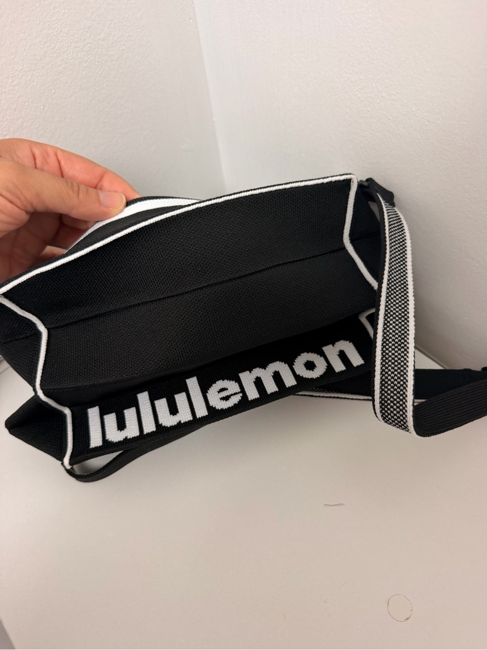 lululemon athletica foldable Black and White Logo Belt Bag